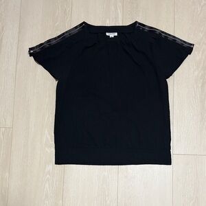 3/$10 Calvin Klein Black Top with Zipper Details on Shoulder